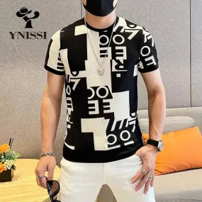 2022 Summer T Shirt Men Breathable Comfortable Casual T-Shirt Letter Printed O-neck Tops Tees Streetwear Social Men Clothing