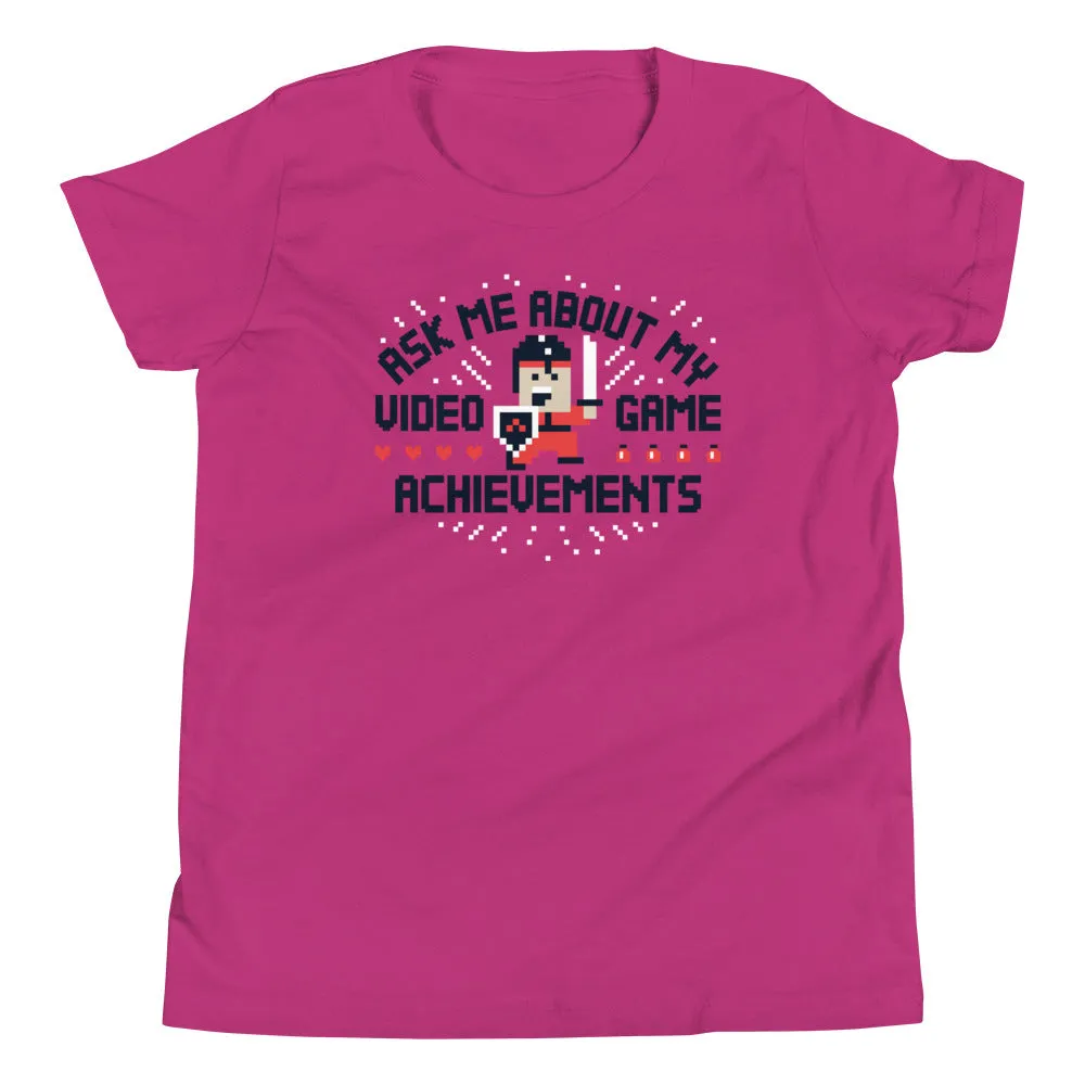 Ask Me About My Video Game Achievements Kid's Youth Tee