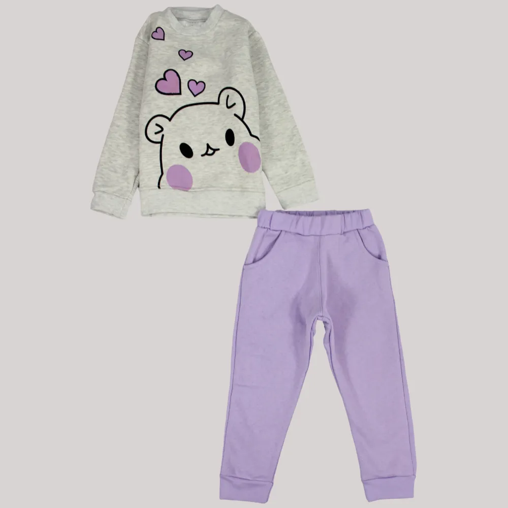 Bear & Hearts Long-Sleeved Fleeced Pajama