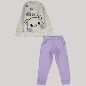 Bear & Hearts Long-Sleeved Fleeced Pajama