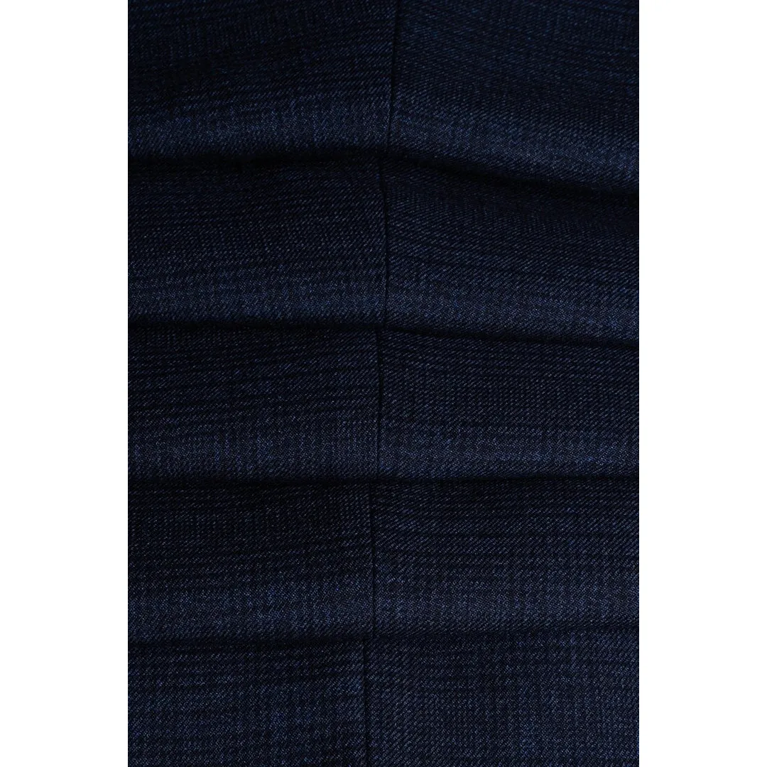 Caridi - Men's Tweed Navy Blue Trousers