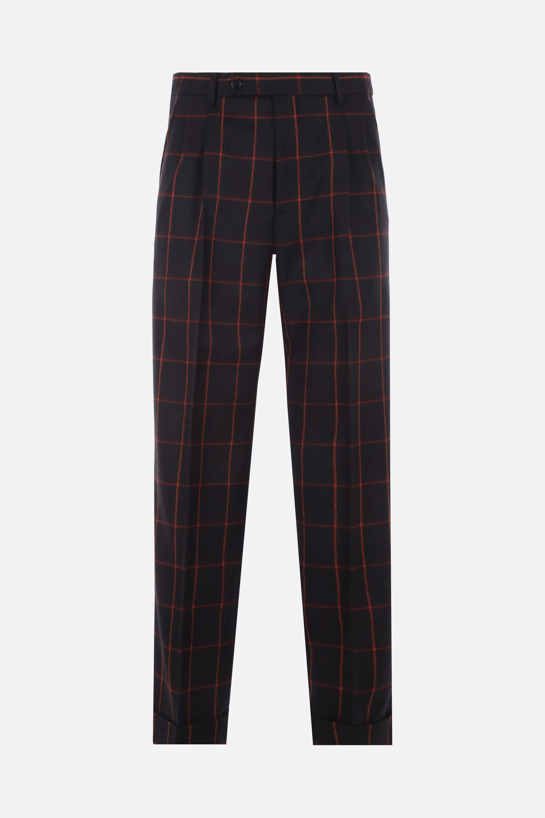 Checked Wool Regular-Fit Pants