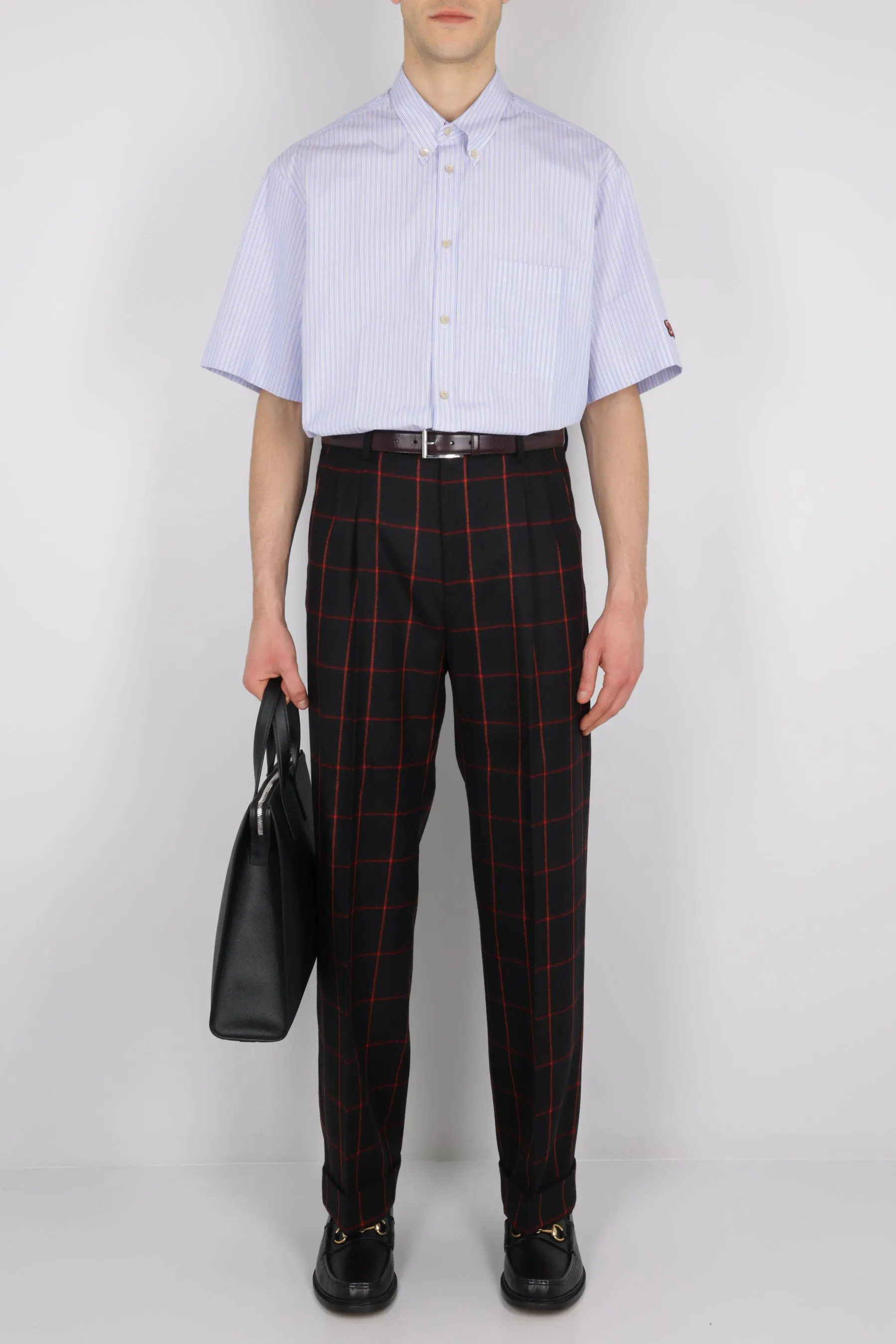 Checked Wool Regular-Fit Pants