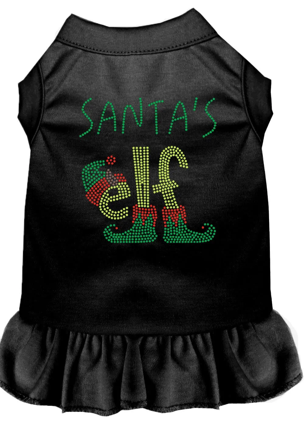 Christmas Pet Dog & Cat Dress Rhinestone, "Santa's Elf"