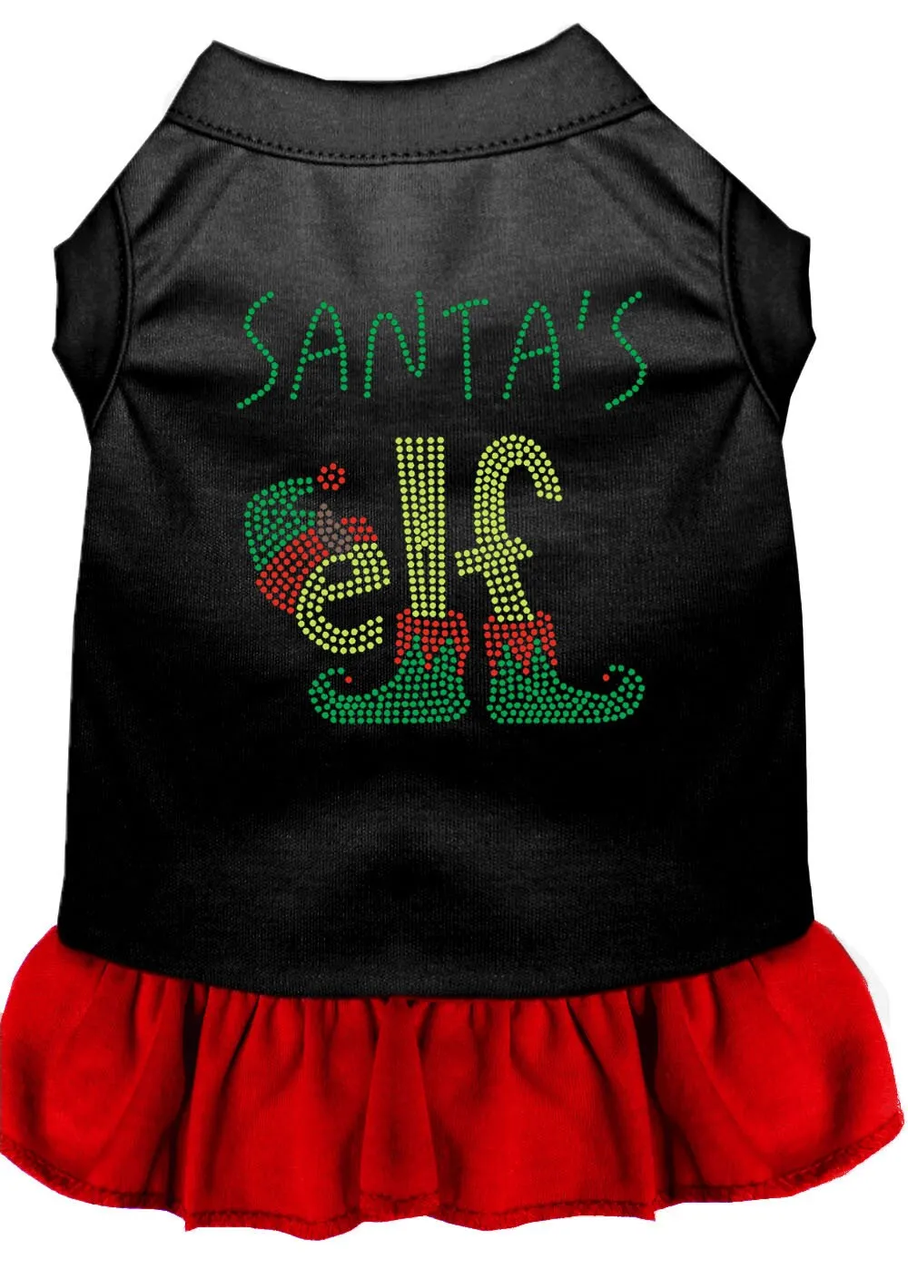 Christmas Pet Dog & Cat Dress Rhinestone, "Santa's Elf"