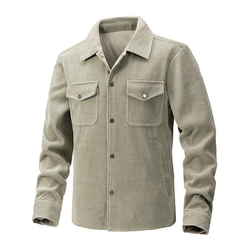 Corduroy Fashionable Solid Color Men's Jacket