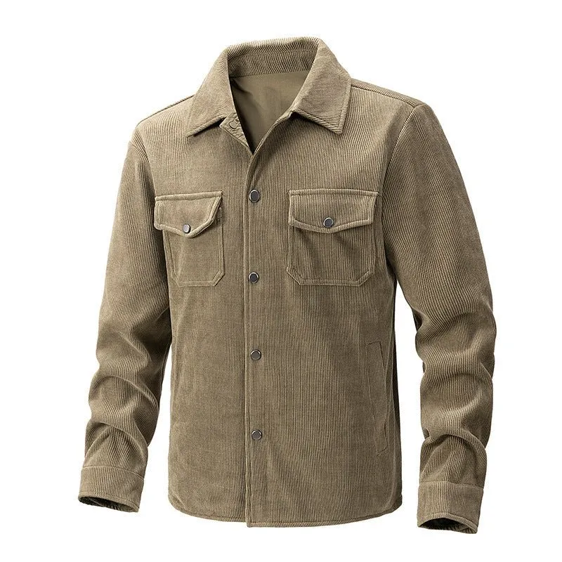 Corduroy Fashionable Solid Color Men's Jacket