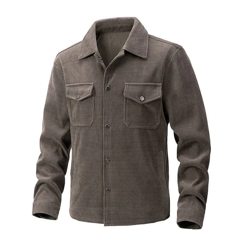 Corduroy Fashionable Solid Color Men's Jacket