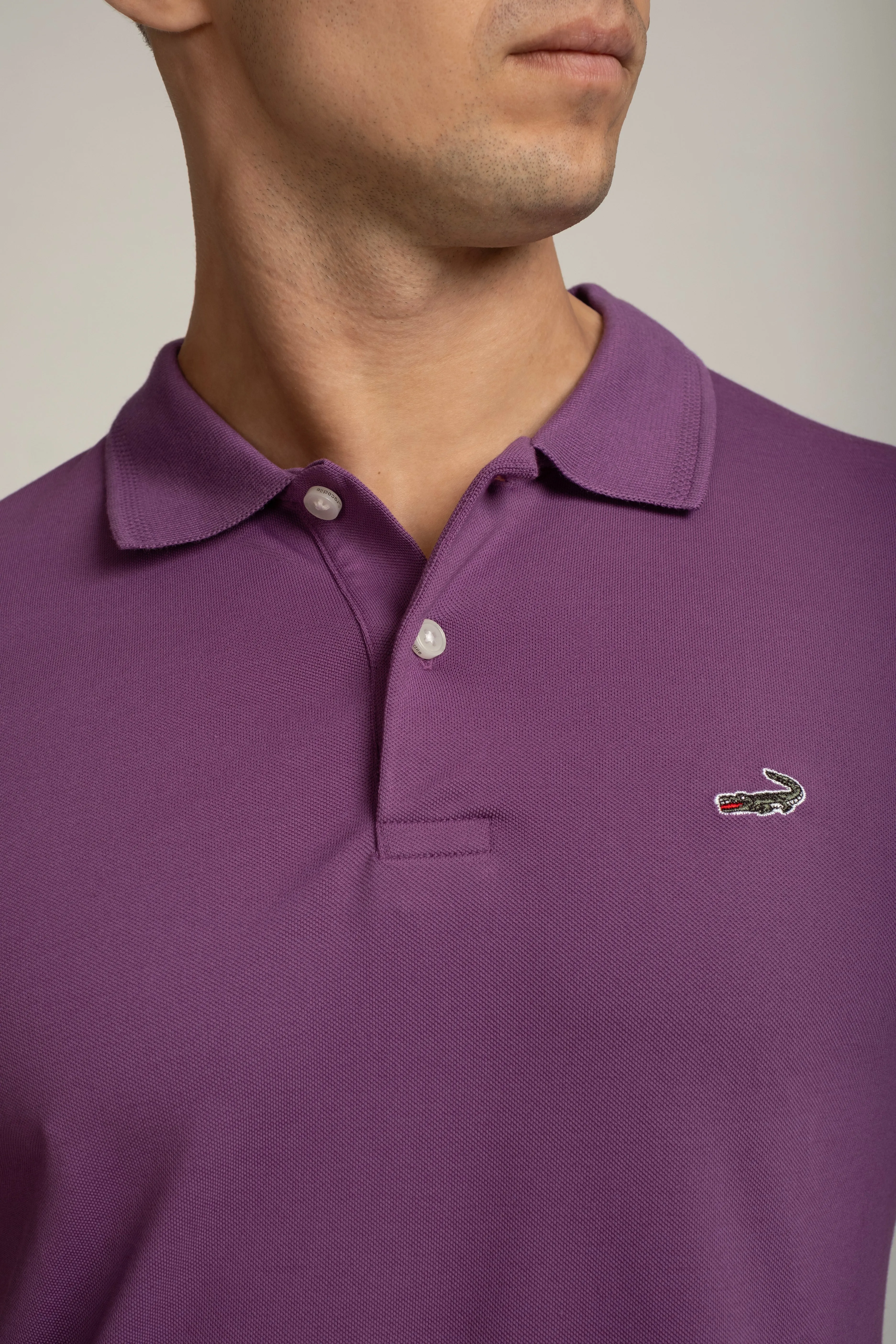 Crocodile Polo T-Shirts Purple - Sparkling Grape