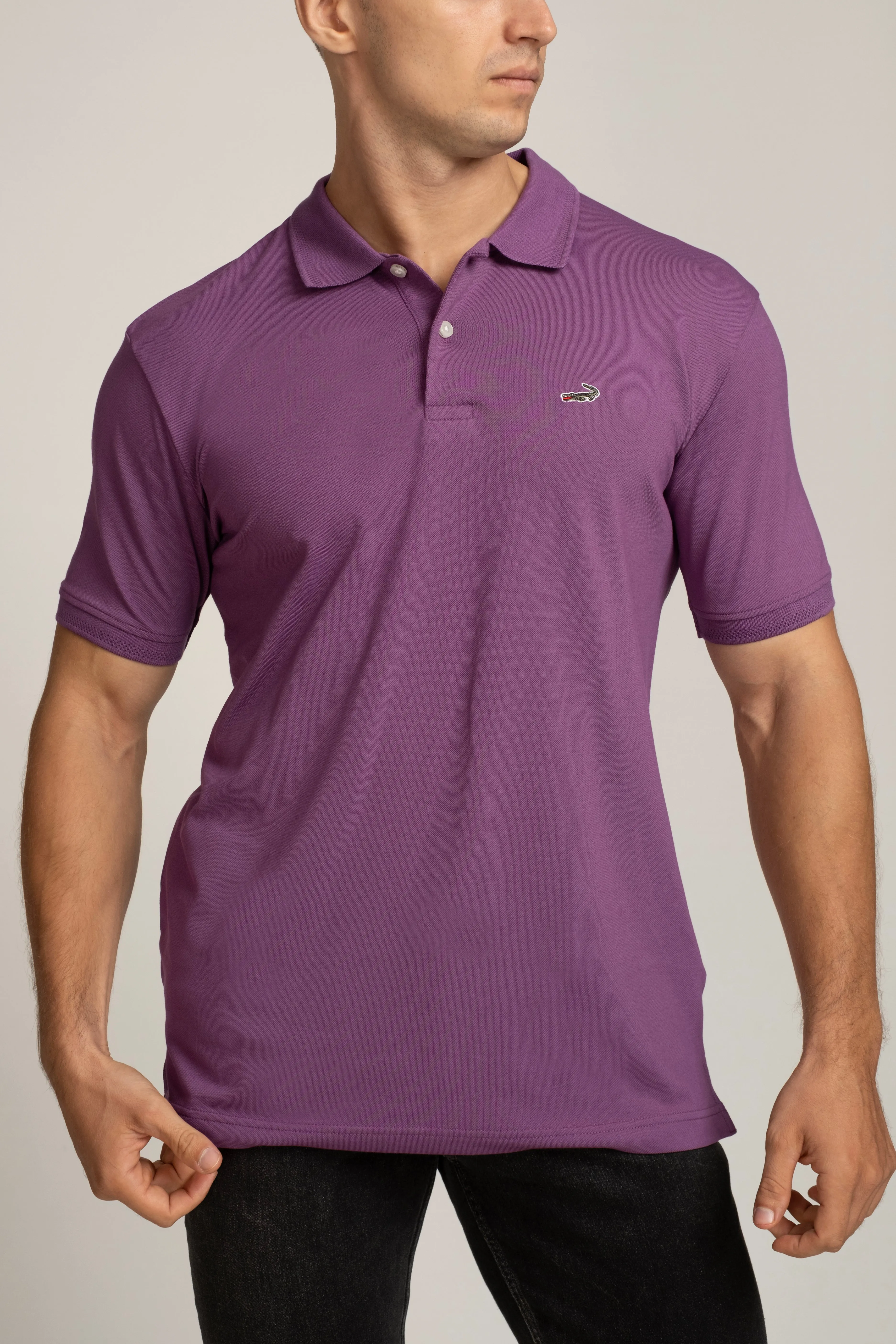 Crocodile Polo T-Shirts Purple - Sparkling Grape