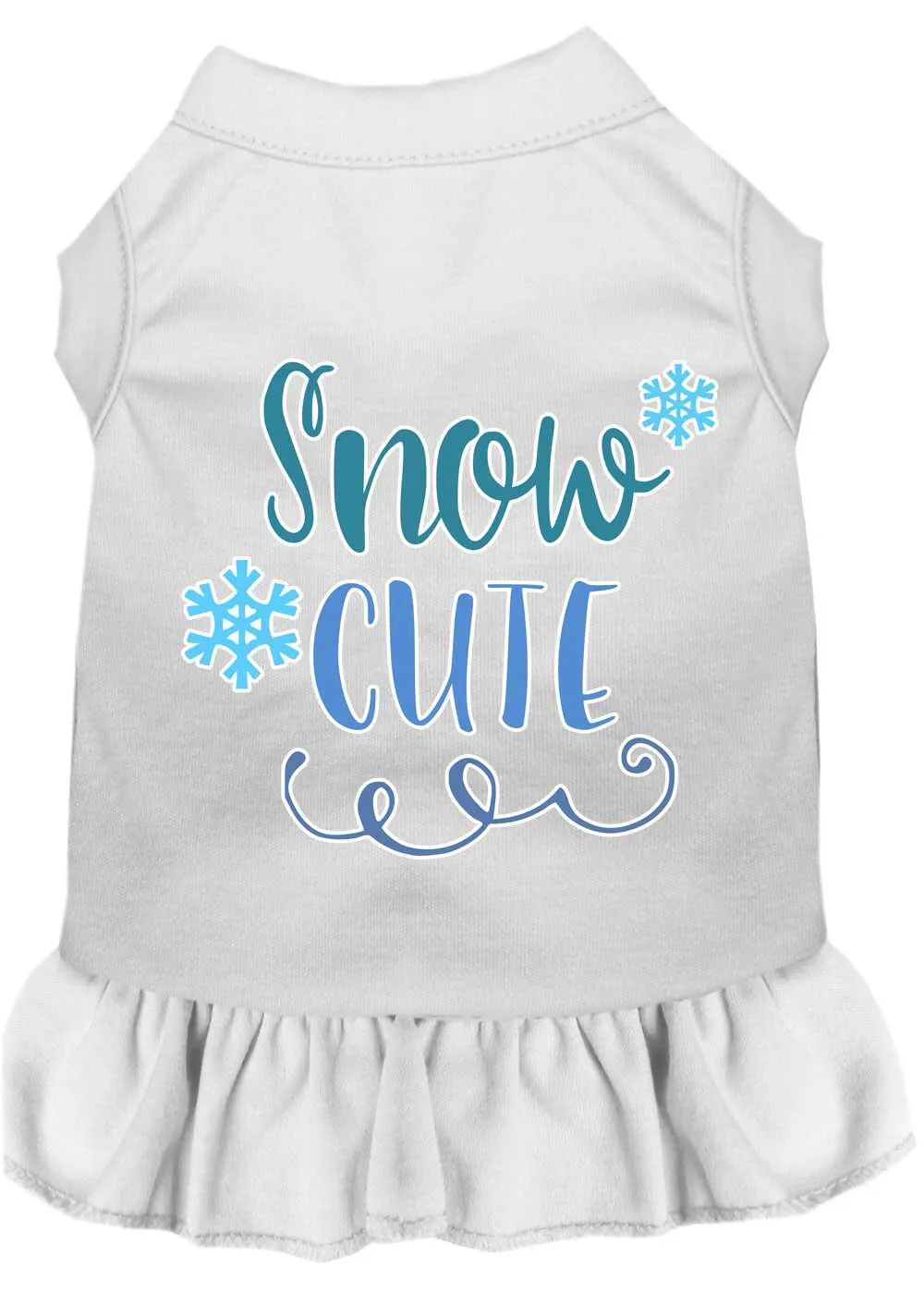 Dog Dress, Pet Dog & Cat Dress Screen Printed, "Snow Cute"