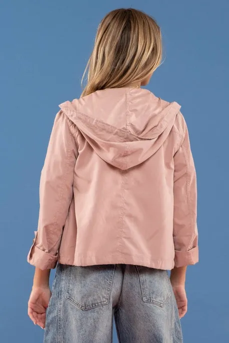 Dusty Pink Button Zip Up