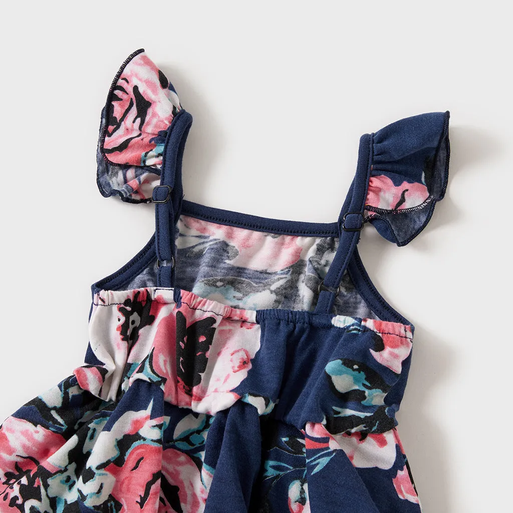 Family Matching All Over Floral Print Cami Dresses and T-shirts Sets