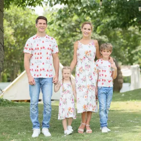 Family Matching Floral and Letter Print Dresses and T-shirts Sets