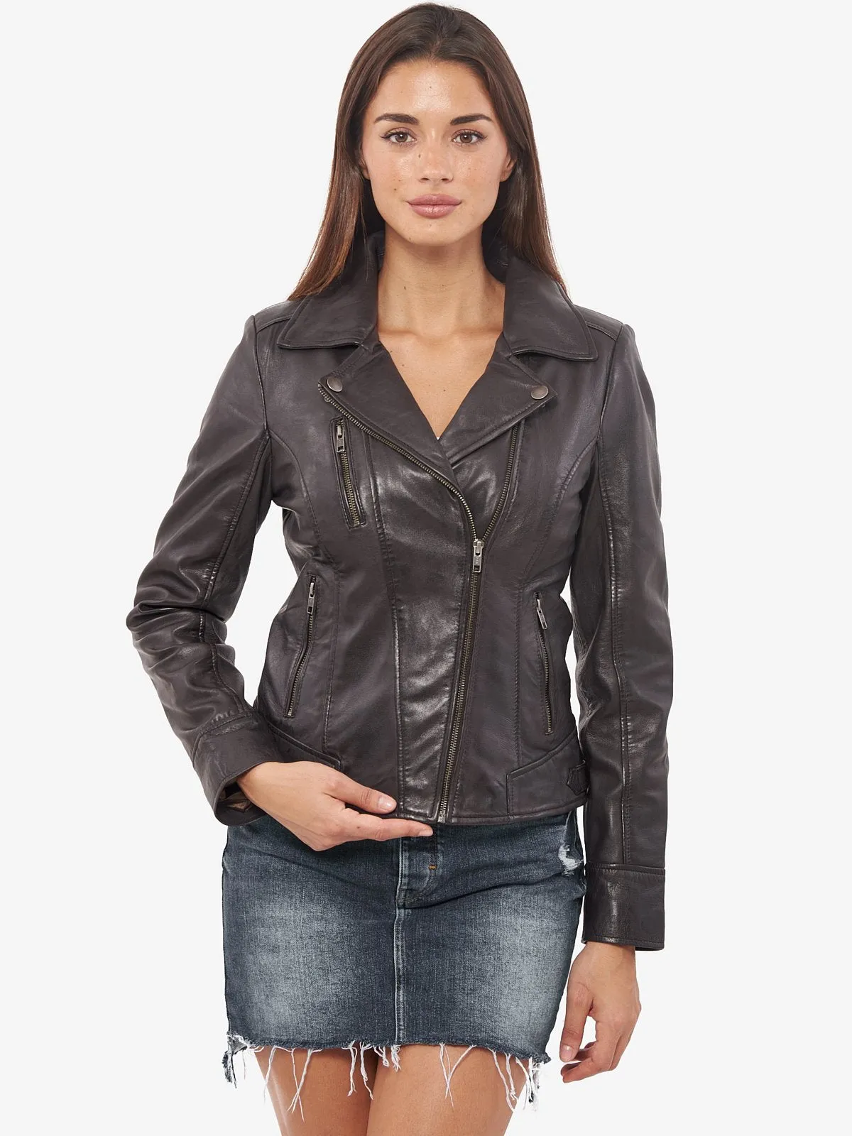 Fashionable Black Biker Leather Jacket for Women By TJS