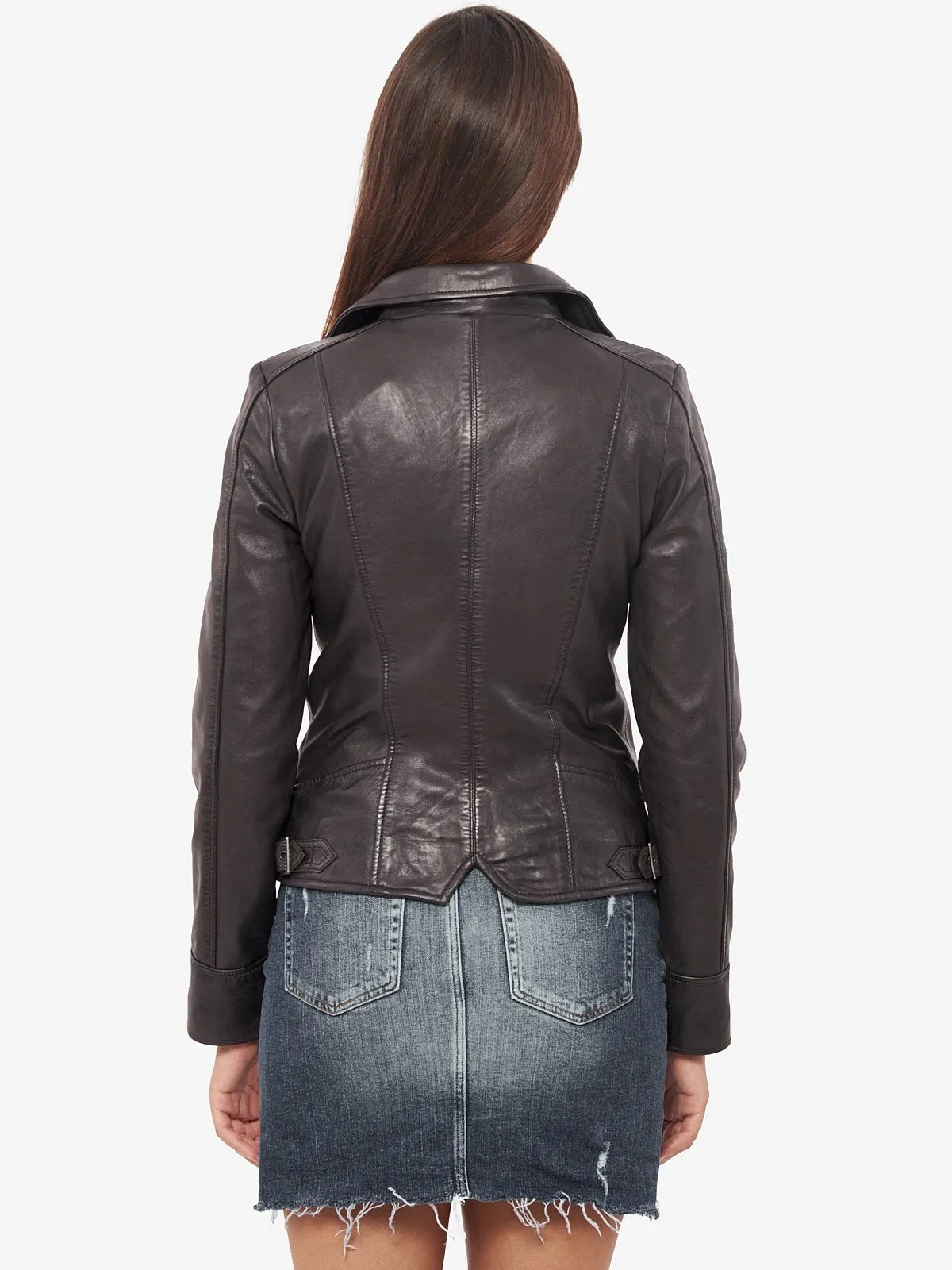 Fashionable Black Biker Leather Jacket for Women By TJS