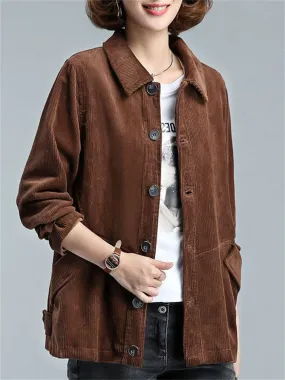 Fashionable Corduroy Middle Aged Mother Jackets