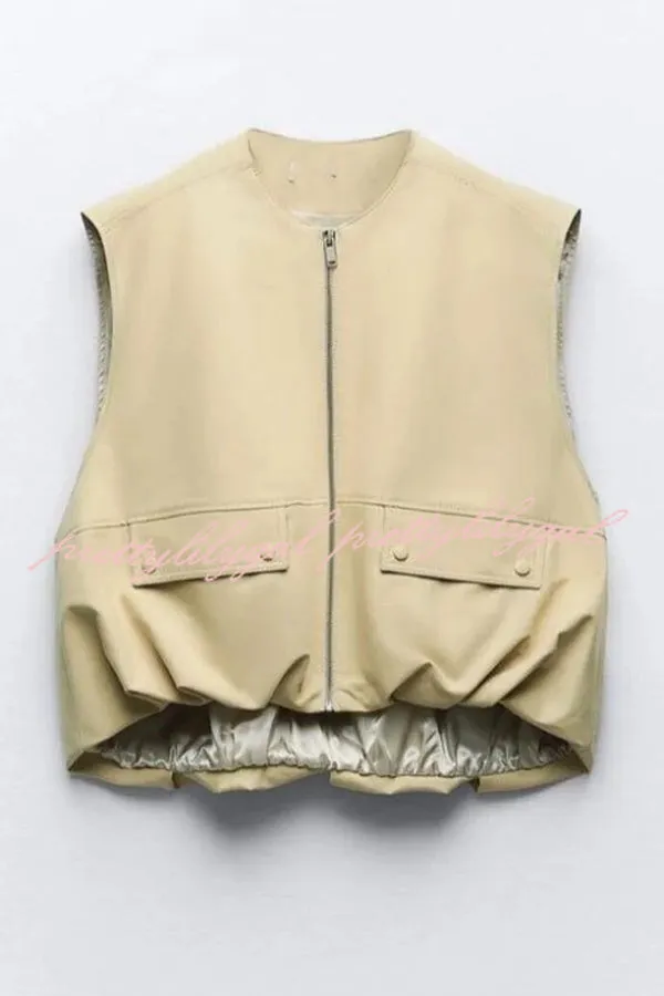 Fashionable Loose Sleeveless Pocket Casual Vest