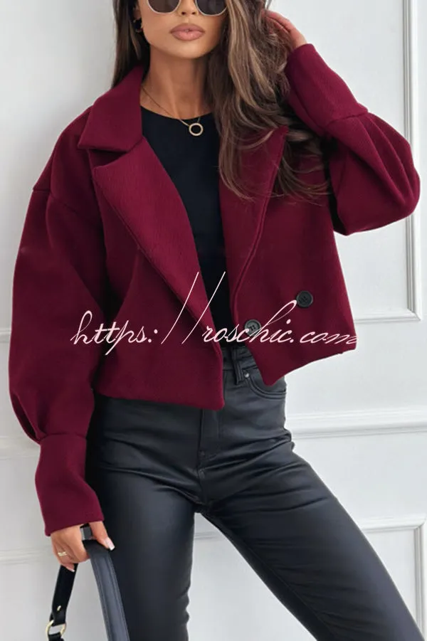 Fashionable Solid Color Lapel Short Blazer