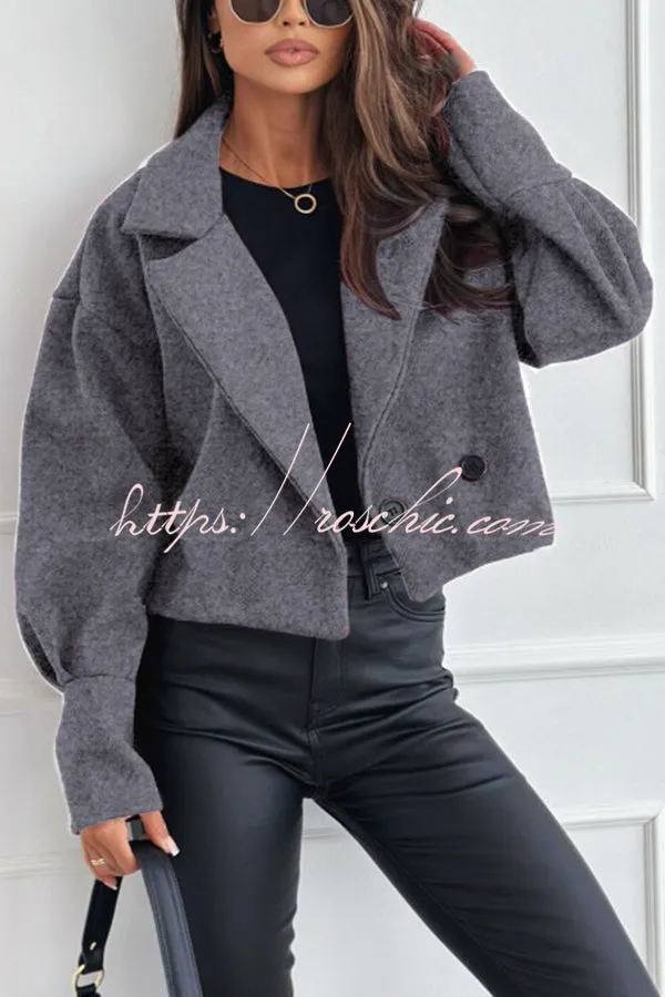 Fashionable Solid Color Lapel Short Blazer