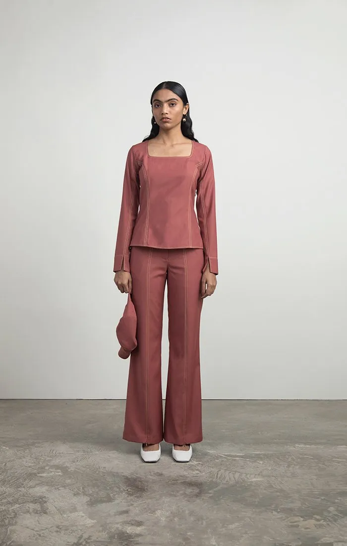 Flared Tailored Trousers with Front Zips