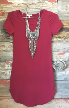 Fun in the Sun Tunic Dress: Burgundy