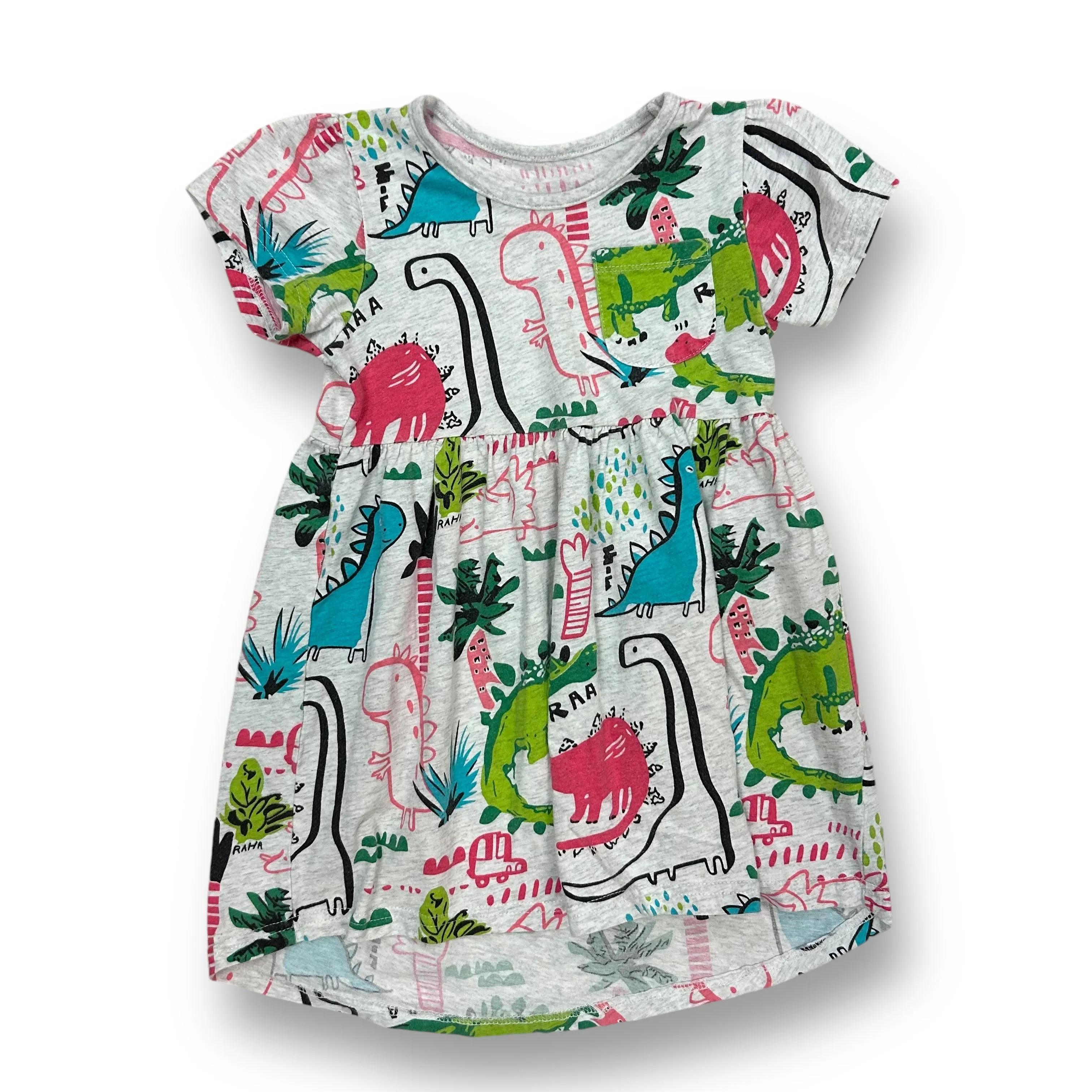 Girls Specialty Size 5T Gray Dinosaur Print Comfy Dress