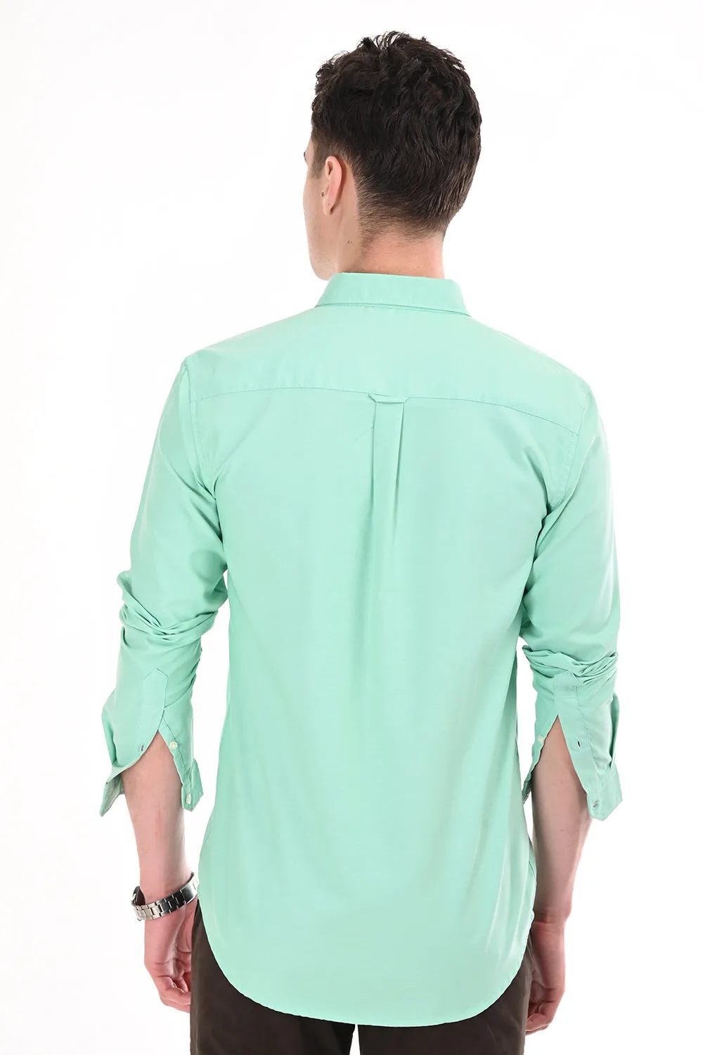 Green New Age Oxford Semi Formal Shirt