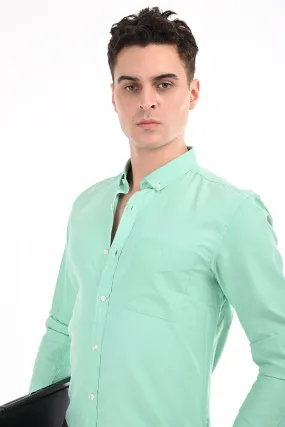 Green New Age Oxford Semi Formal Shirt