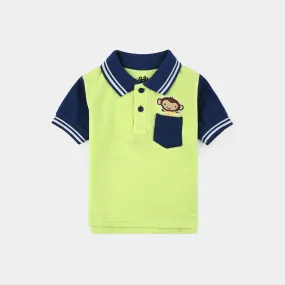 Infant Boys Jumbo Pique Polo Monkey-Sharp Green