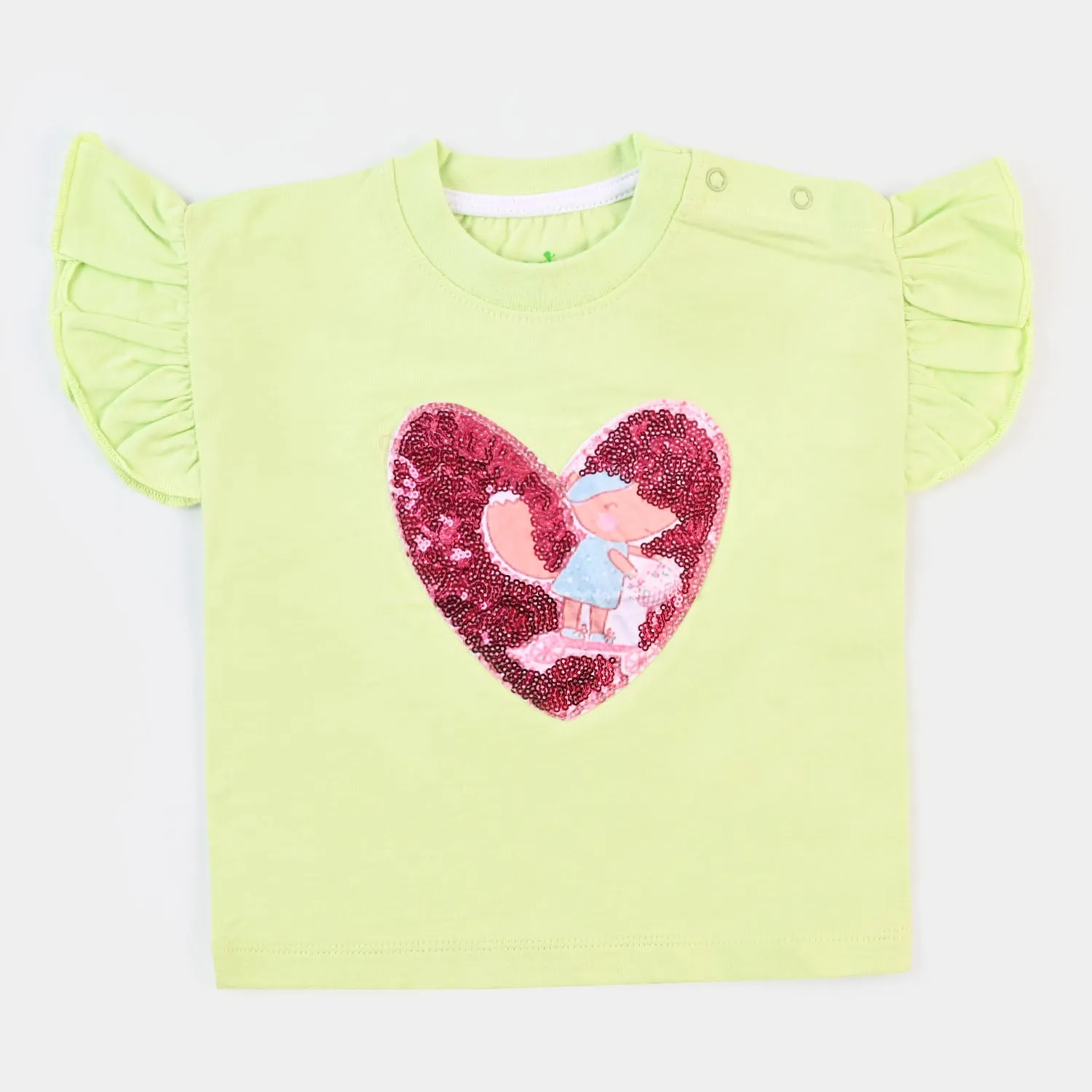 Infant Girls Cotton T-Shirt Ride  - Sharp Green