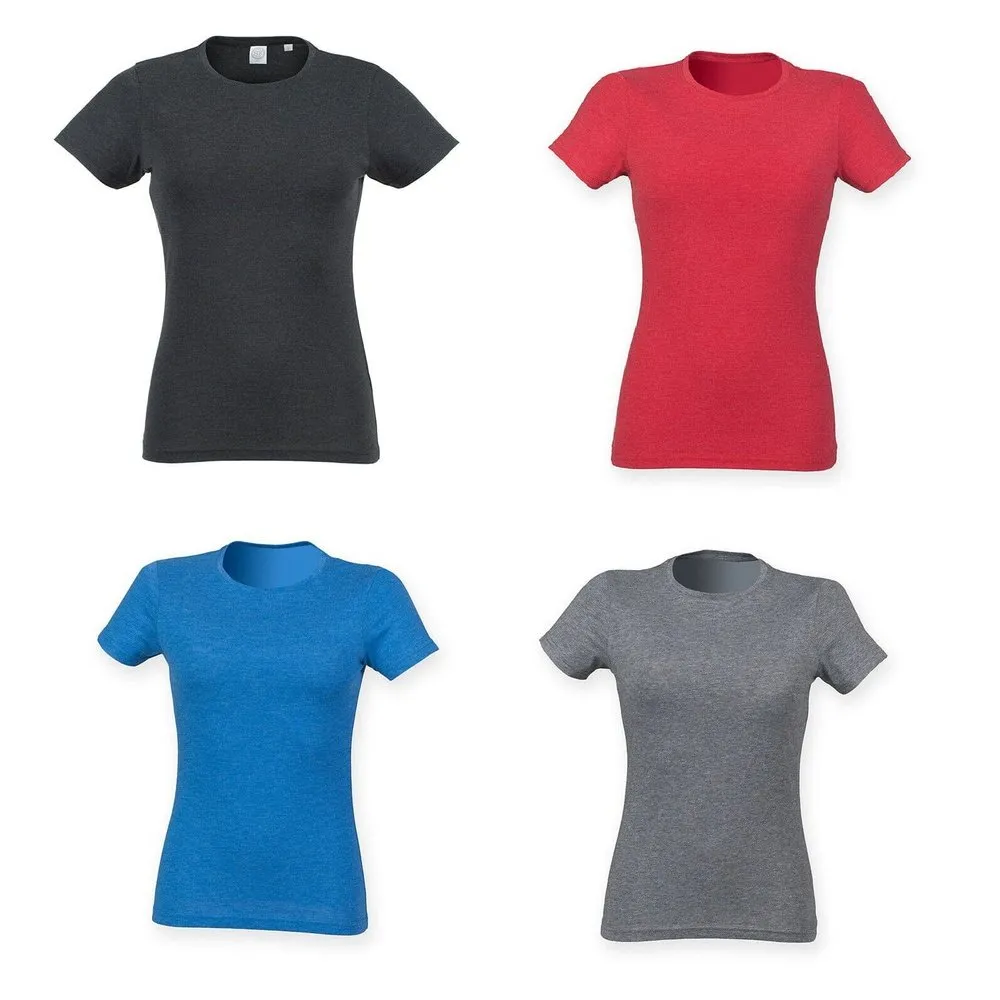 Ladies Crew Neck Short Sleeve Comfortable Longline T-Shirt Top SK161