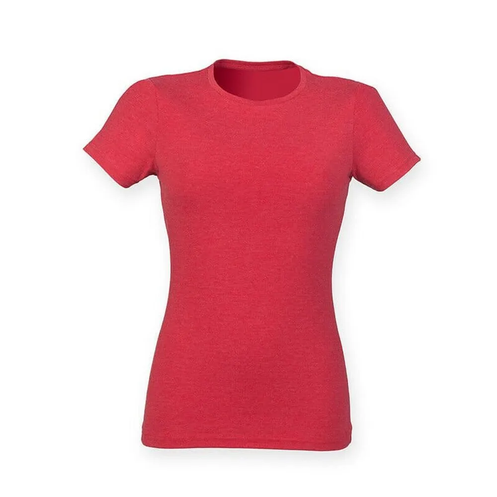 Ladies Crew Neck Short Sleeve Comfortable Longline T-Shirt Top SK161