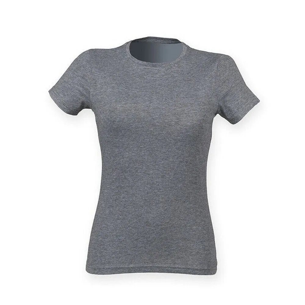 Ladies Crew Neck Short Sleeve Comfortable Longline T-Shirt Top SK161