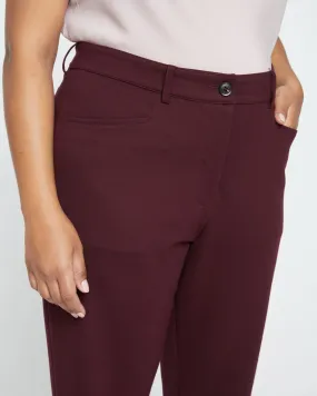 Long Cigarette Ponte Pants - Black Cherry