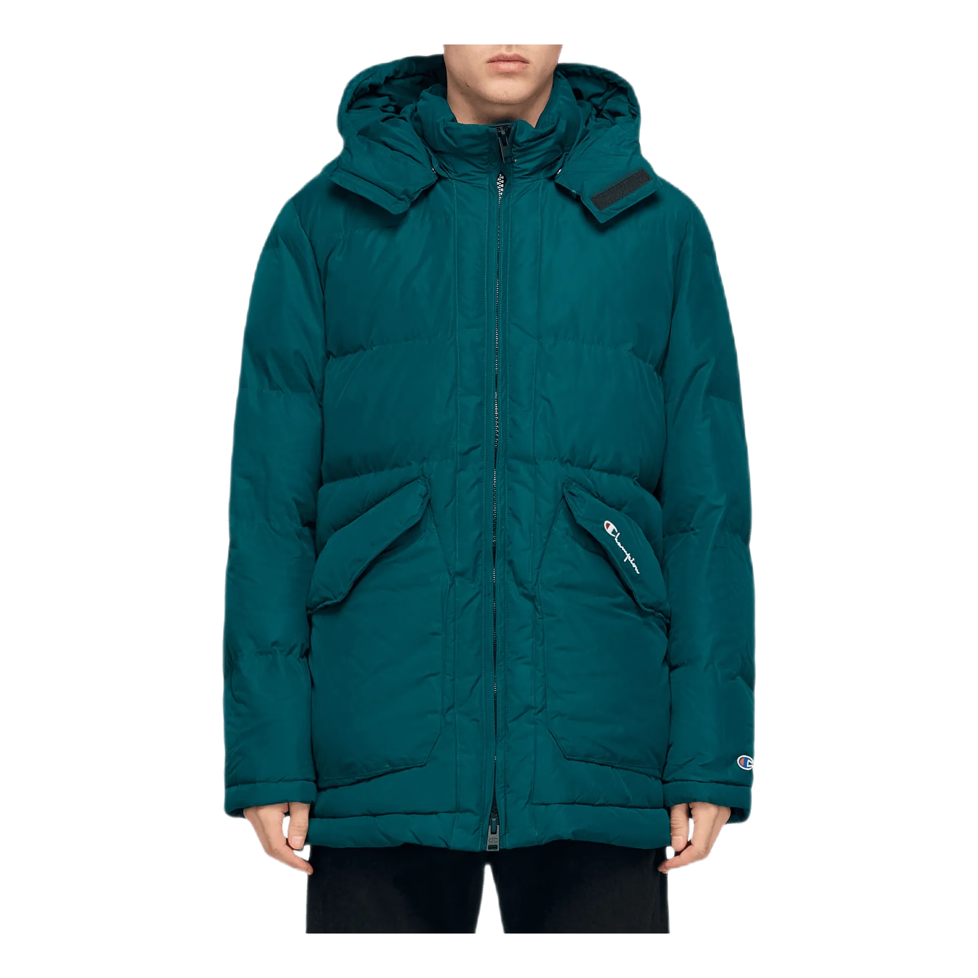 Long Hooded Puff Jacket Green