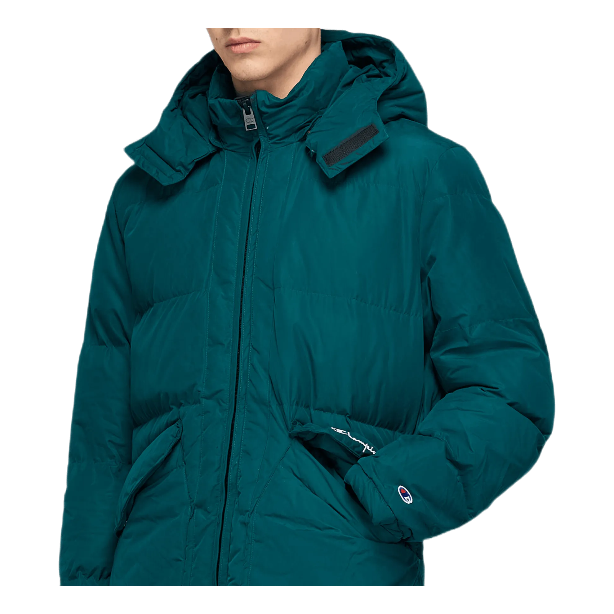 Long Hooded Puff Jacket Green