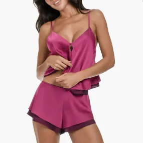 Midnight Bakery Taylor Ruffle Trim Cami Tap Set in Fuchsia TAY040