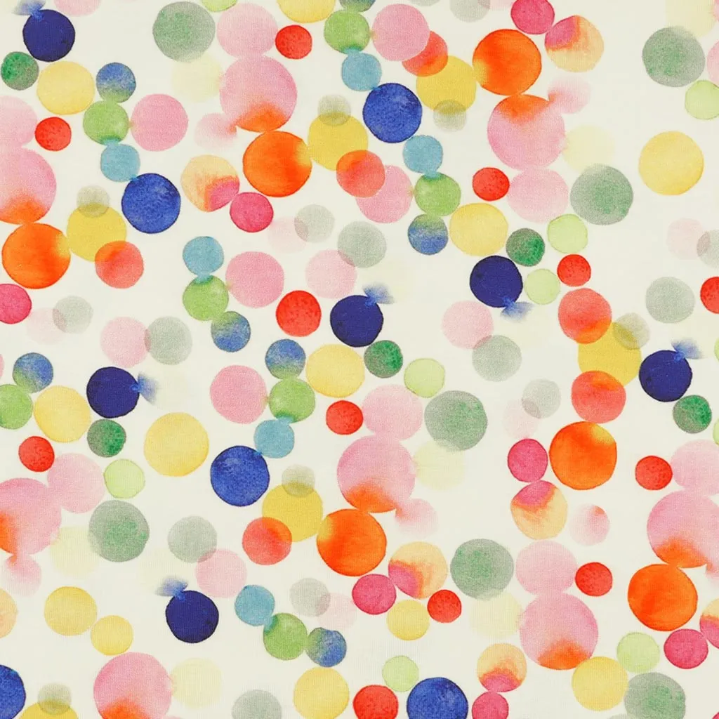 Monteray - Ecru Rainbow Bubbles Cotton Elastane Single Jersey Fabric