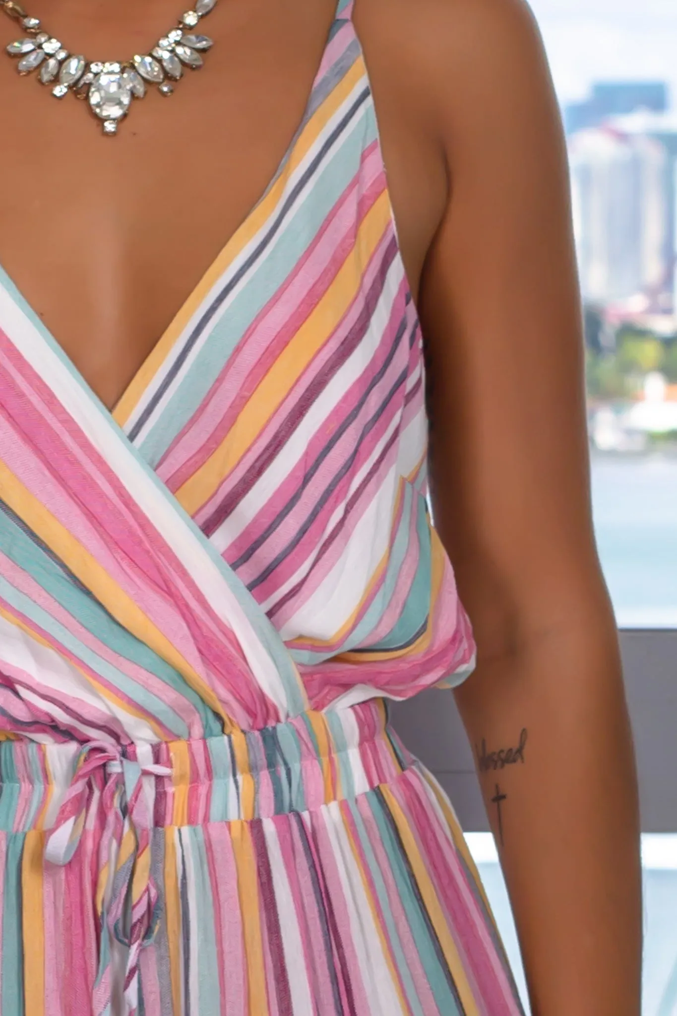 Pink Striped Romper