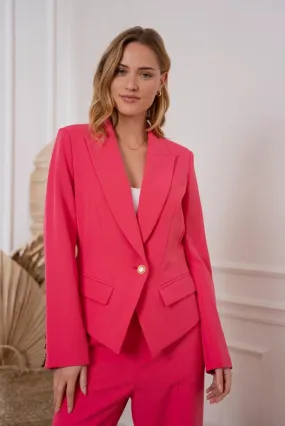 Plain Fitted Short Jacket Fuchsia