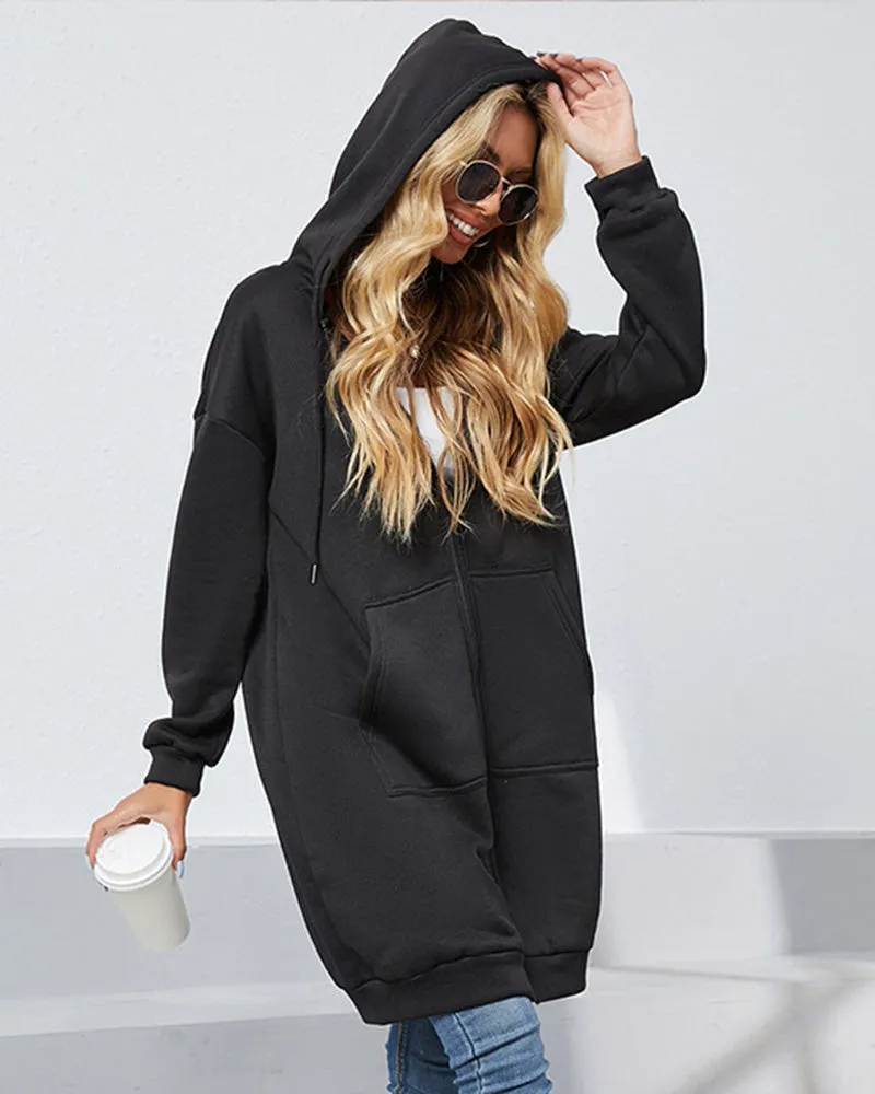 Relaxed Fit Hooded Longline Jacket