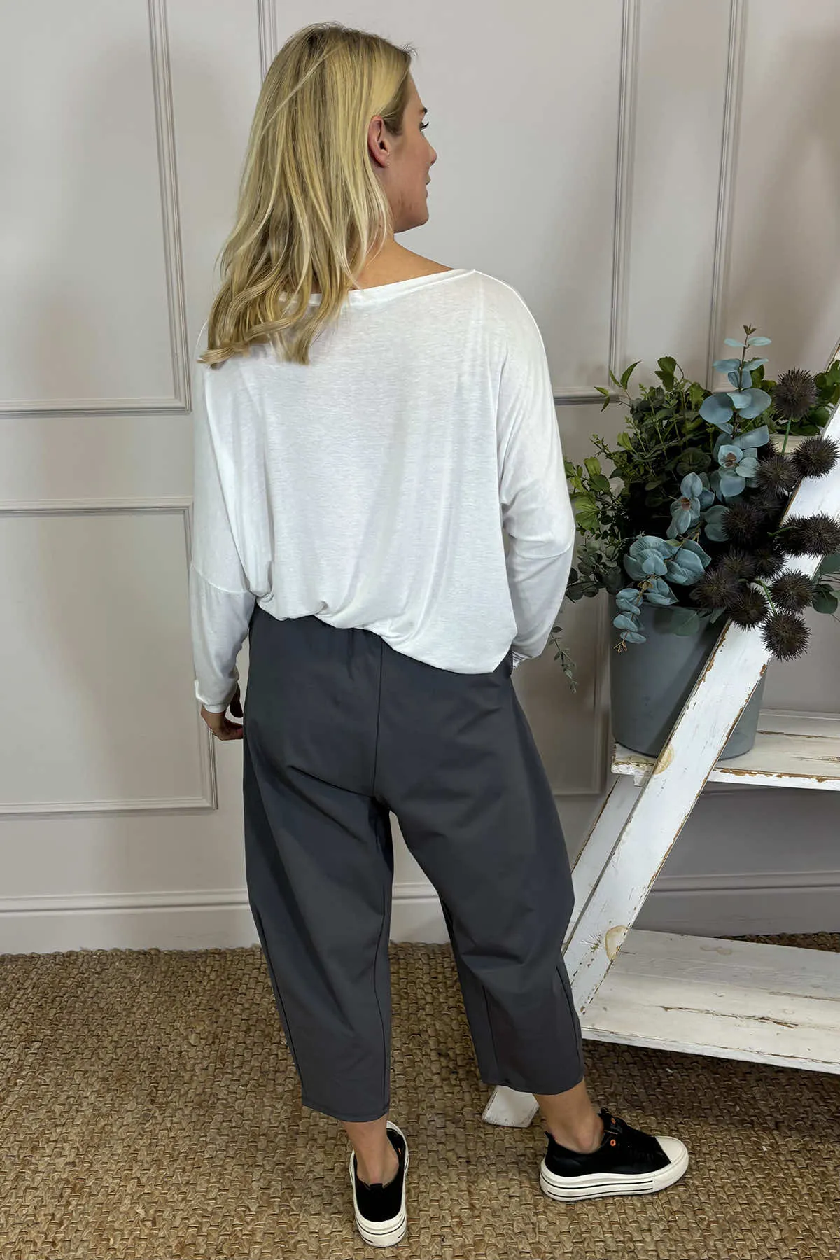 Rosie Two Pocket Cotton Trousers Charcoal