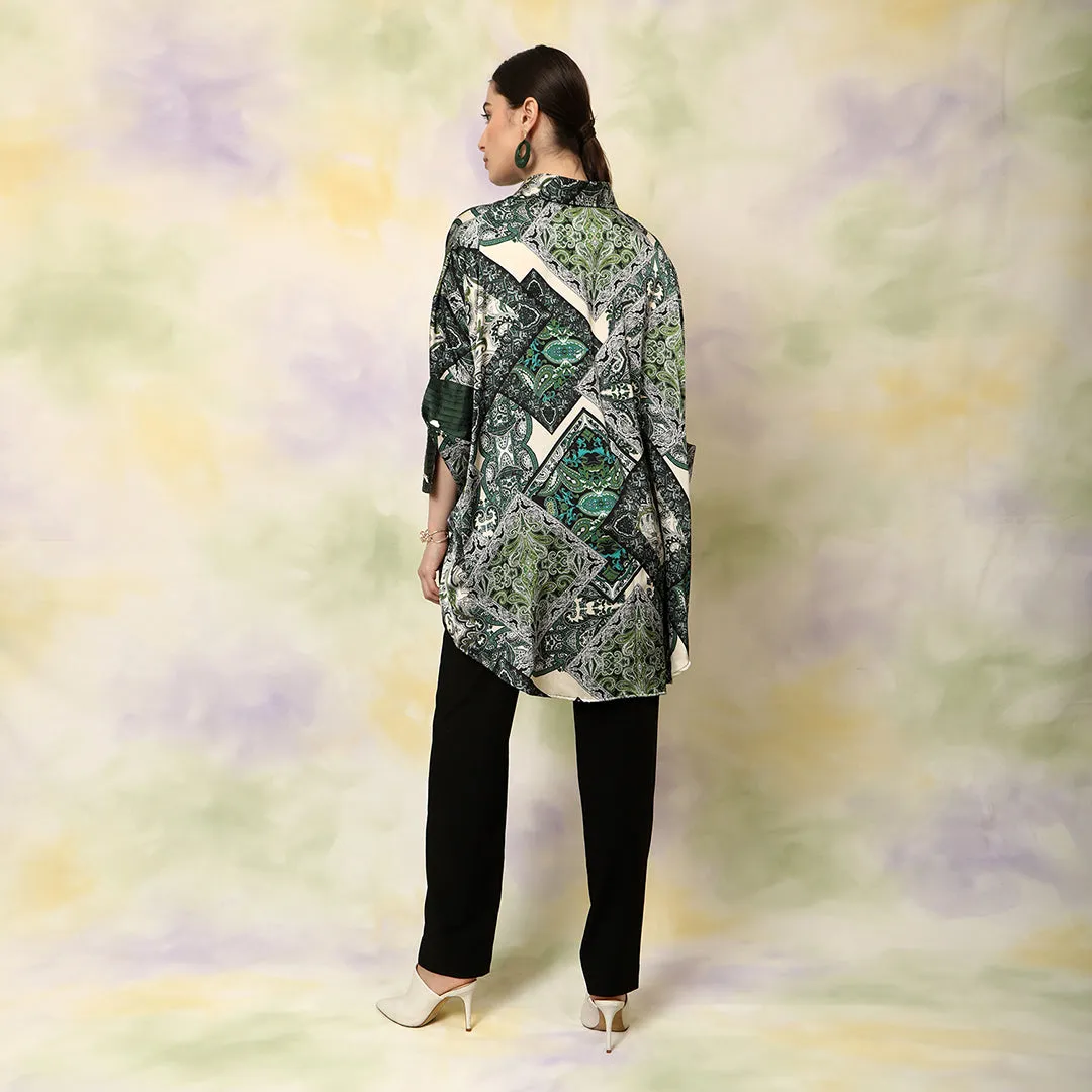 Scarf Printed Kimono Shirt