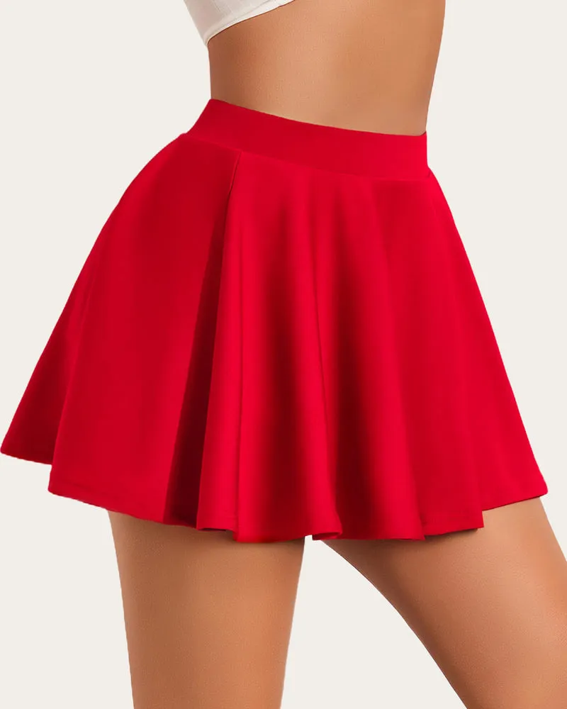 Solid Color High Waist A Line Skirt