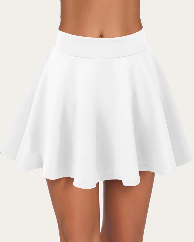 Solid Color High Waist A Line Skirt