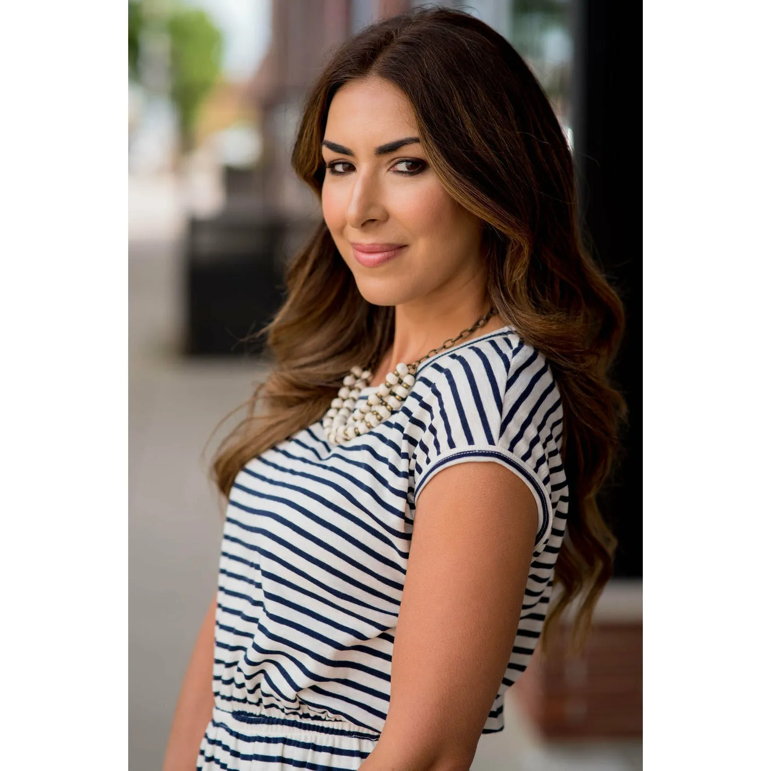 Striped Front Pocket Tee Dress