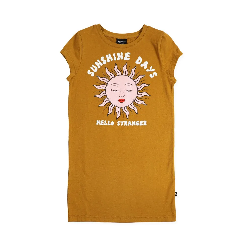 SUNSHINE DAYS TEE DRESS - Mustard