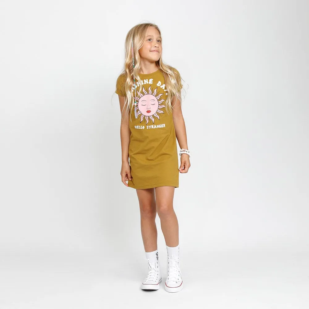 SUNSHINE DAYS TEE DRESS - Mustard