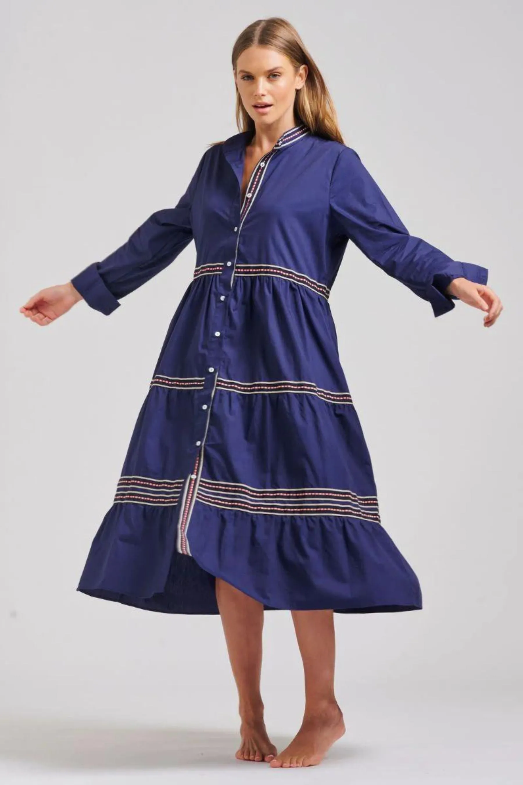 The Sandy Relaxed Tiered Dress | Navy